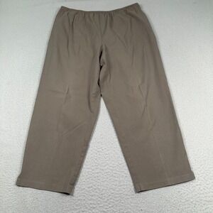Eileen Fisher Wide Leg Cropped Pants Sz‎ 1X High Rise Elastic Waist Khaki Casual